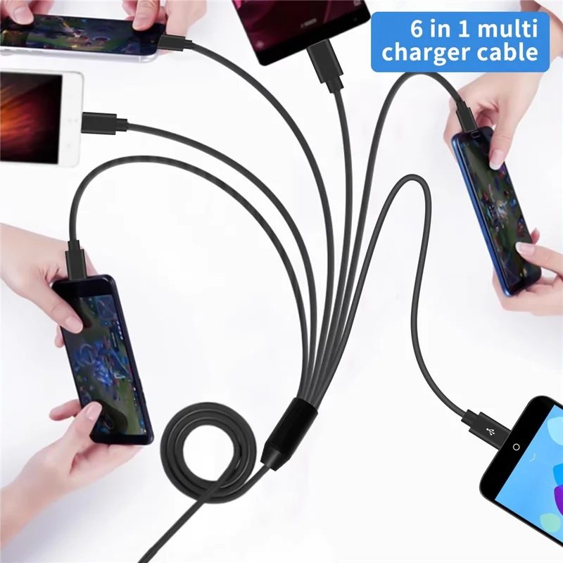 1.5m 6-in-1 USB-A to 6 USB-C Splitter Cable Multi-Device Charging Cable Data Transfer Cable for Phones Tablets
