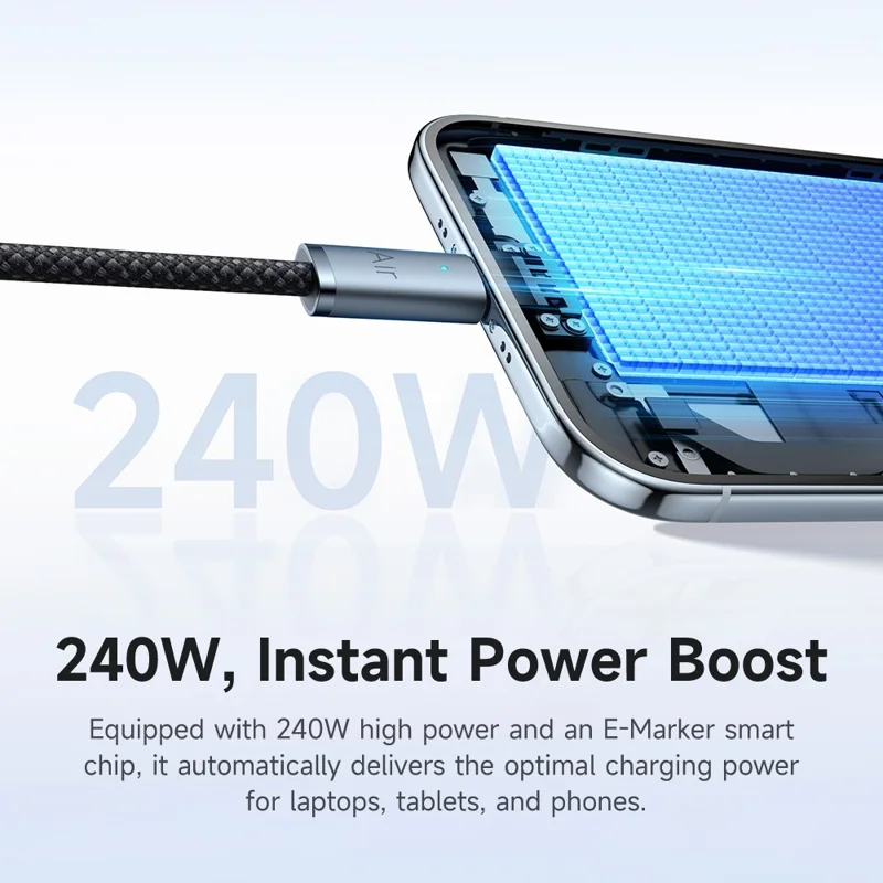 MCDODO CA-708 1.2m USB-C to USB-C Air Cable 240W Fast Charging Cord for MacBook / iPhone - Black