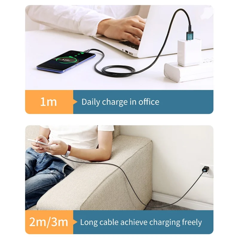 KUULAA KL-X25 1 м 3 А магнитный кабель Type-C / iP (5–14) / Micro USB, 3-в-1, оплетенный шнур для зарядки и передачи данных — черный