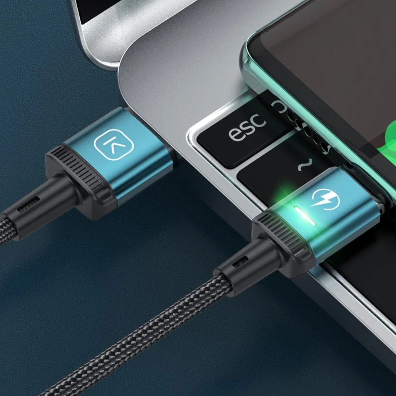 KUULAA KL-X25 2 м 3 А магнитный кабель Type-C / iP (5–14) / Micro USB 3 в 1, оплетенный шнур для зарядки и передачи данных — черный