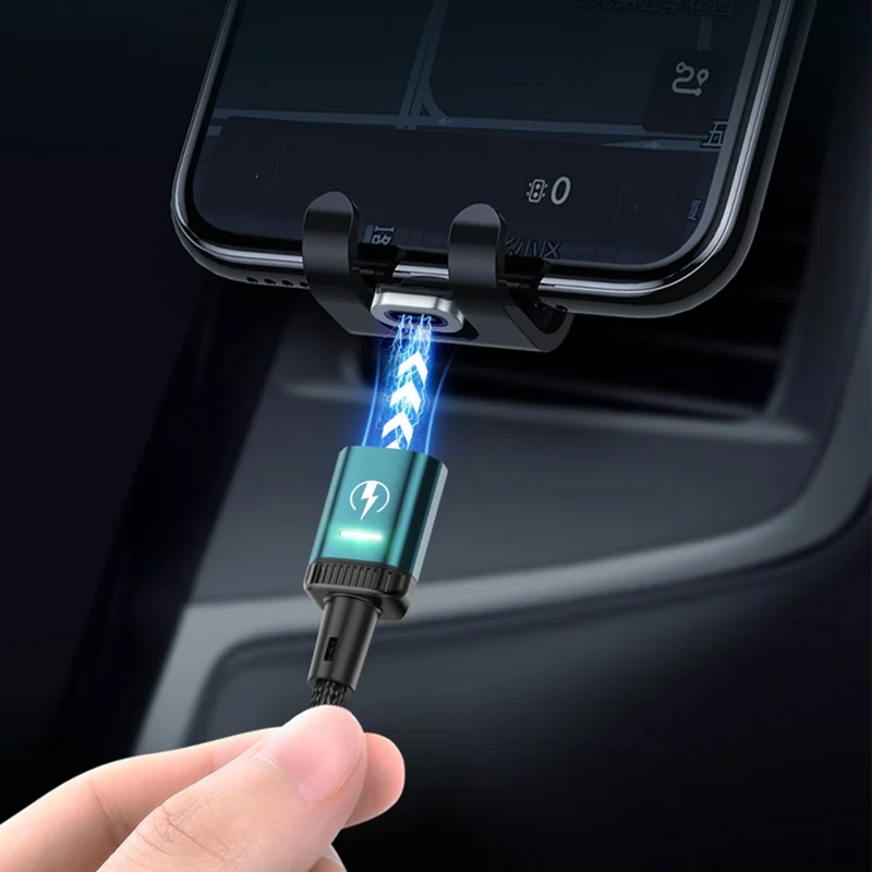 KUULAA KL-X25 2 м 3 А магнитный кабель Type-C / iP (5–14) / Micro USB 3 в 1, оплетенный шнур для зарядки и передачи данных — черный