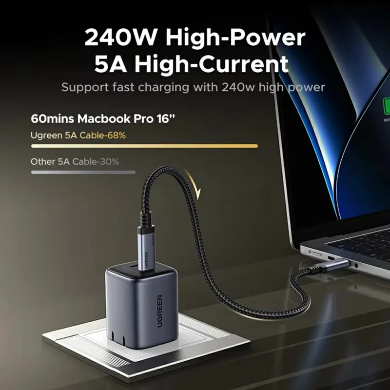 UGREEN L706 65383 1 m Carga Rápida PD 240 W 80 Gbps USB4 Gen4 Cable de Datos USB-C a USB-C con Salida de Vídeo 16 K / 60 Hz