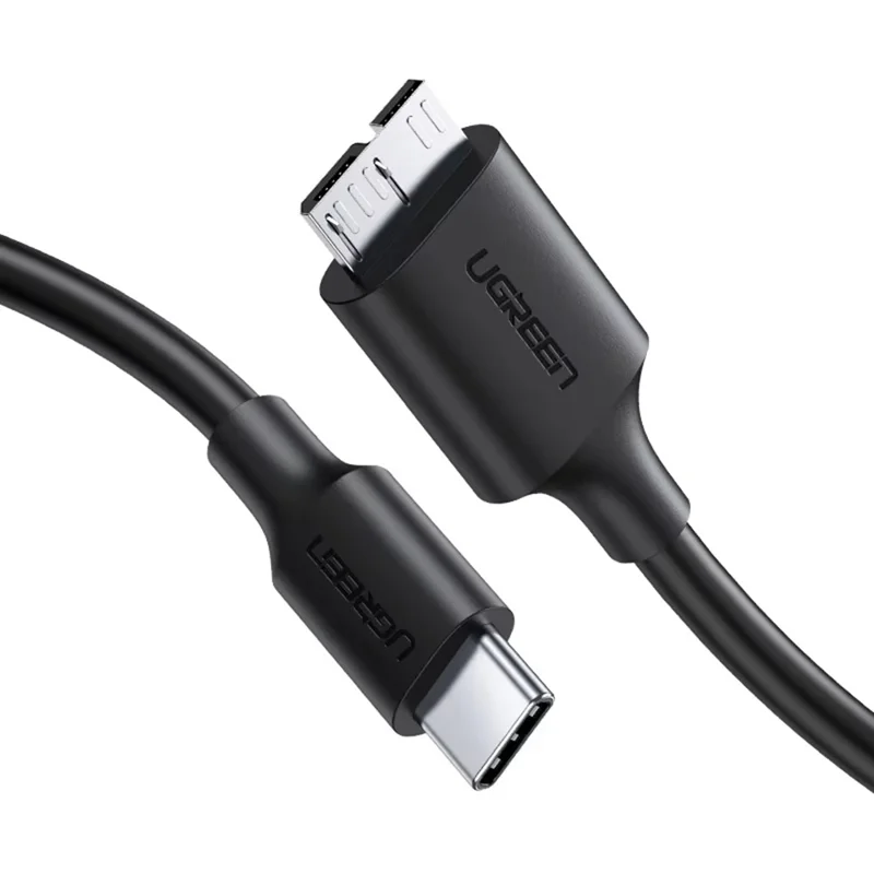 UGREEN 90995 25cm Type-C to Micro-B USB 3.0 Cable 3A Fast Charging 5Gbps Data Transfer Wire for External Hard Drive - Black