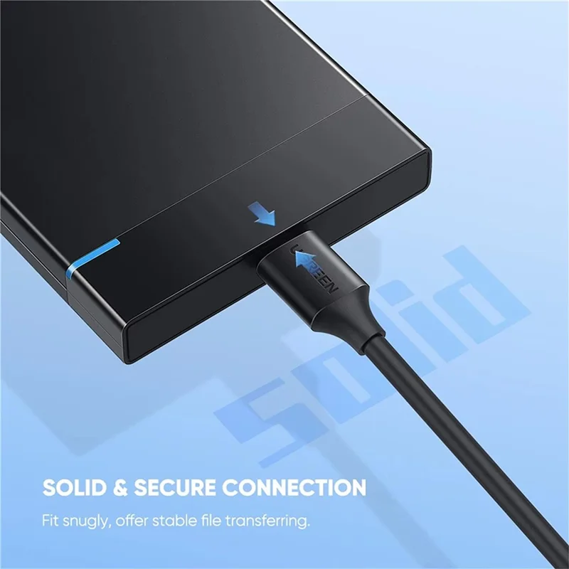 UGREEN 90995 25cm Type-C to Micro-B USB 3.0 Cable 3A Fast Charging 5Gbps Data Transfer Wire for External Hard Drive - Black