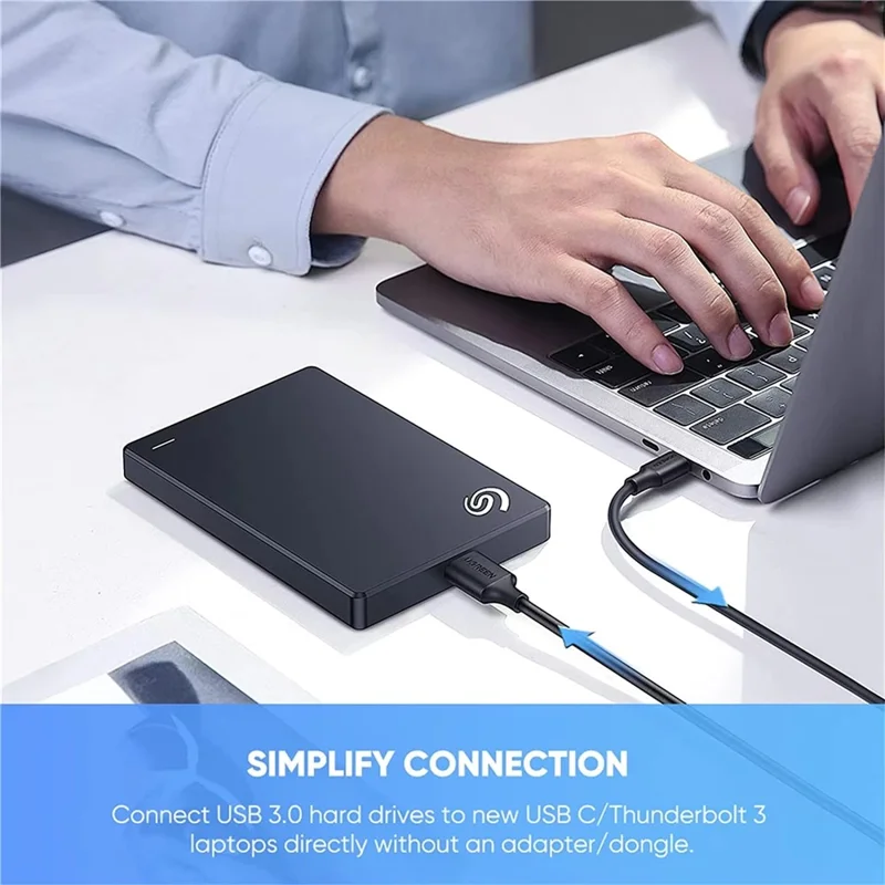 UGREEN 90995 25cm Type-C to Micro-B USB 3.0 Cable 3A Fast Charging 5Gbps Data Transfer Wire for External Hard Drive - Black