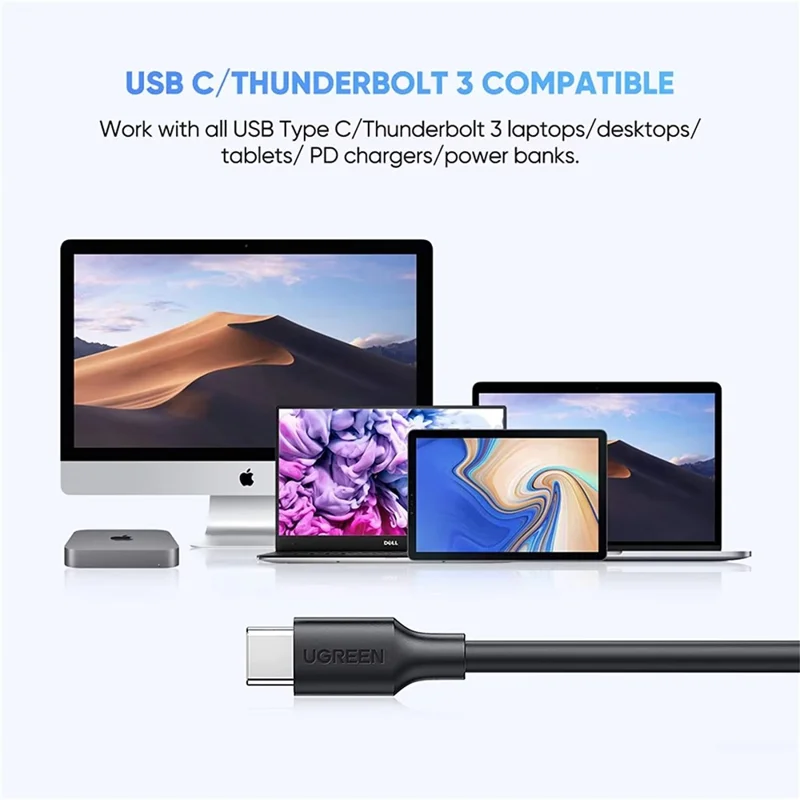 UGREEN 90995 25cm Type-C to Micro-B USB 3.0 Cable 3A Fast Charging 5Gbps Data Transfer Wire for External Hard Drive - Black