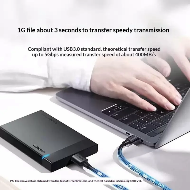 UGREEN 90996 50cm Type-C to Micro-B USB 3.0 Cable 3A Fast Charging 5Gbps Data Transfer Wire for External Hard Drive - Black