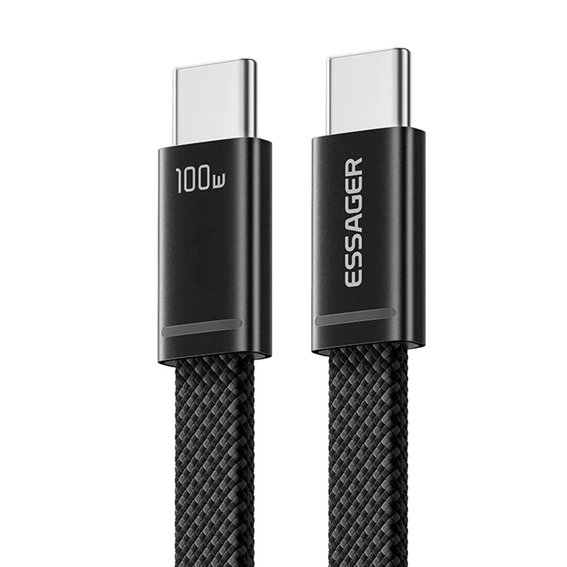 ESSAGER ES-X85 0,25 m Cabo USB-C para USB-C Carregamento Rápido PD 100 W Cabo de Dados para Transferência 480 Mbps - Preto