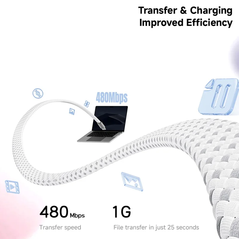 ESSAGER ES-X85 1m USB-C to USB-C Cable 100W PD Fast Charging 480Mbps Transfer Data Cable - Black