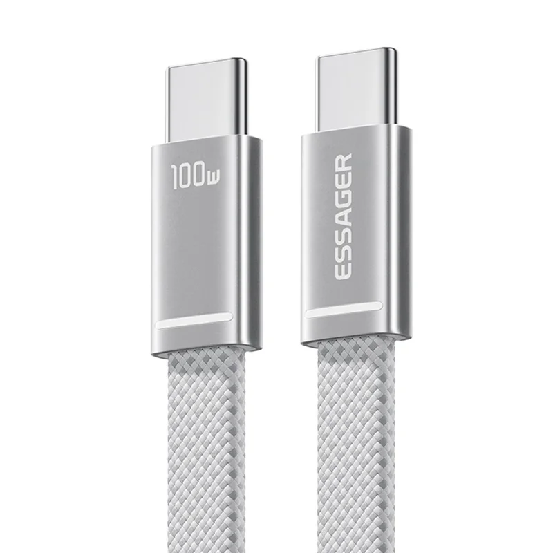 ESSAGER ES-X85 1m USB-C to USB-C Cable 100W PD Fast Charging 480Mbps Transfer Data Cable - White