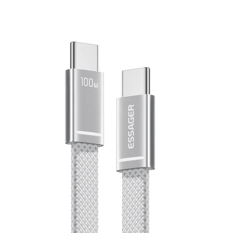 ESSAGER ES-X85 1m USB-C to USB-C Cable 100W PD Fast Charging 480Mbps Transfer Data Cable - White