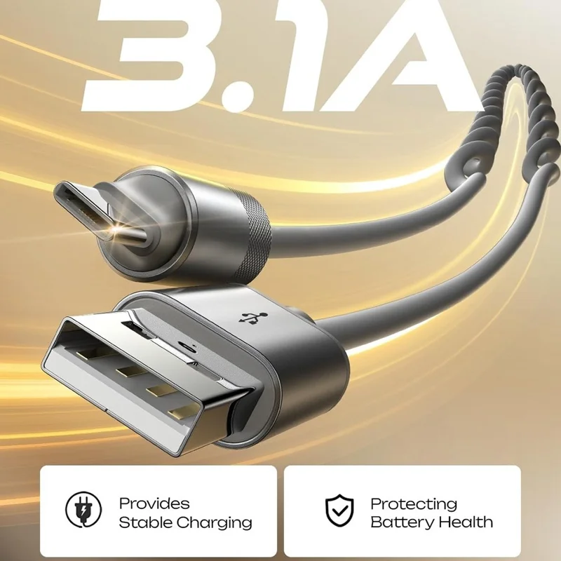 LISEN L114 2Pcs 1.5m USB-A to USB-C Coiled Cable Stable Charging CarPlay High Speed Data Cable for Car - Grey