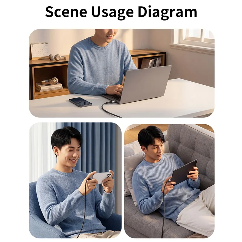 Câble USB-C vers USB-C DOONJIEY 2 m, charge rapide PD 100 W, câble de données 4K / 60 Hz 20 Gbps avec support téléphonique