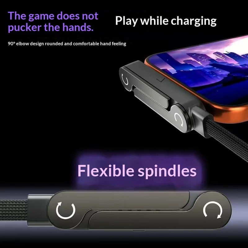 D04 1.5m 65W USB-A to Type-C Cable Phone Stand Fast Charging Cord for iPhone 15  /  16  /  17  /  Android Gaming - Orange