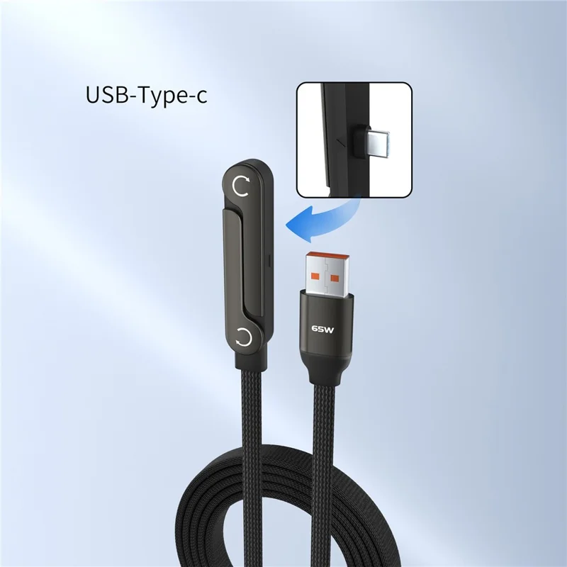 D04 1.5m 65W USB-A to Type-C Cable Phone Stand Fast Charging Cord for iPhone 15  /  16  /  17  /  Android Gaming - Orange