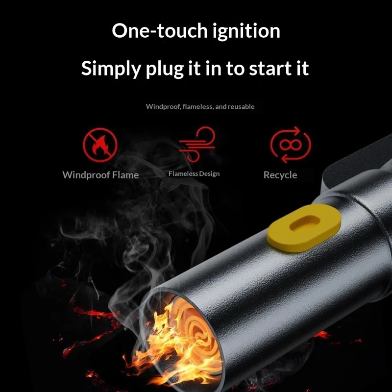 JX4 / 1-01 22cm 240W USB-C Cable with Hidden Blade Lighter Portable 4-in-1 Multifunctional Charging Data Cable for Outdoor Emergency - Yellow