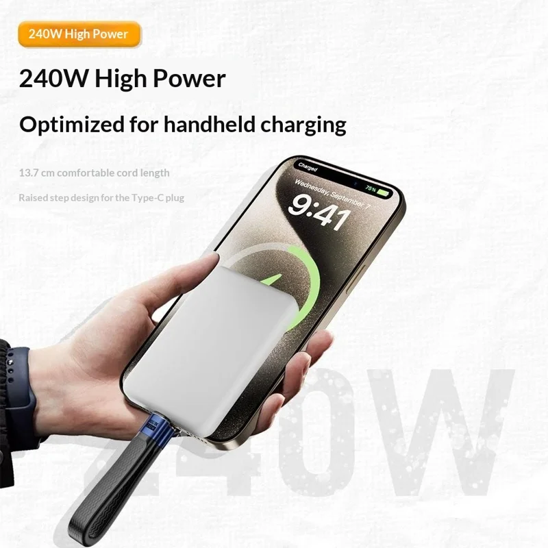 D24013 13.7cm USB4 Cable 240W PD Fast Charging 40Gbps 8K Video Transfer Keychain Design Type-C to Type-C Data Cord for Mac Mini Phone - Black
