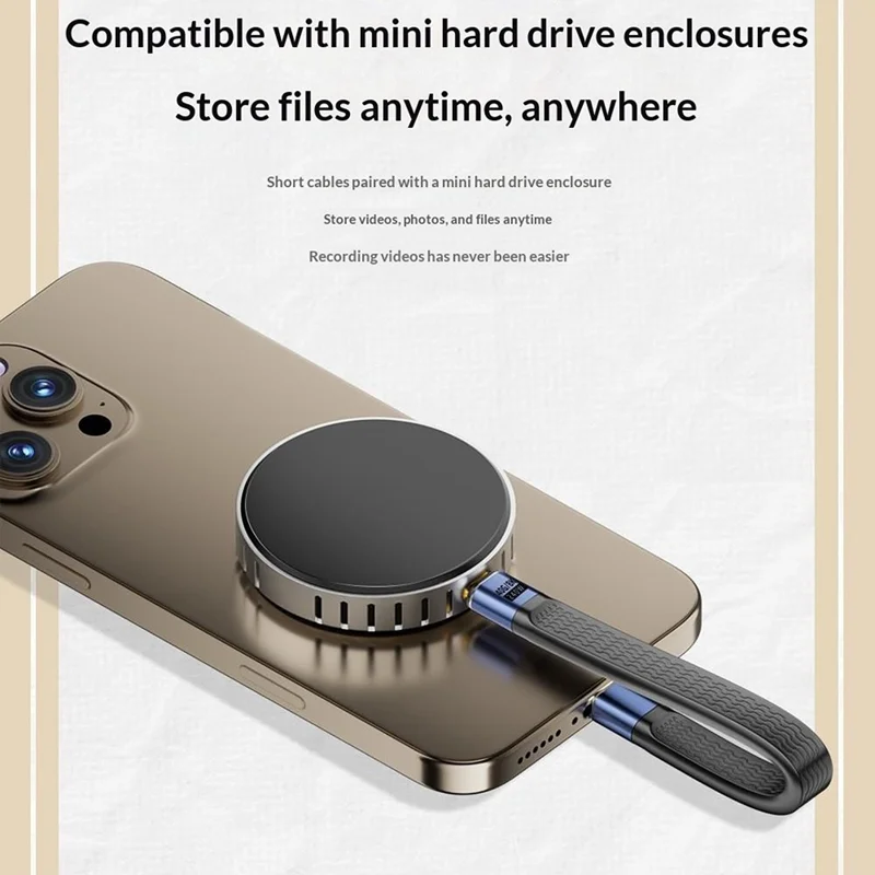 D24013 13.7cm USB4 Cable 240W PD Fast Charging 40Gbps 8K Video Transfer Keychain Design Type-C to Type-C Data Cord for Mac Mini Phone - Black