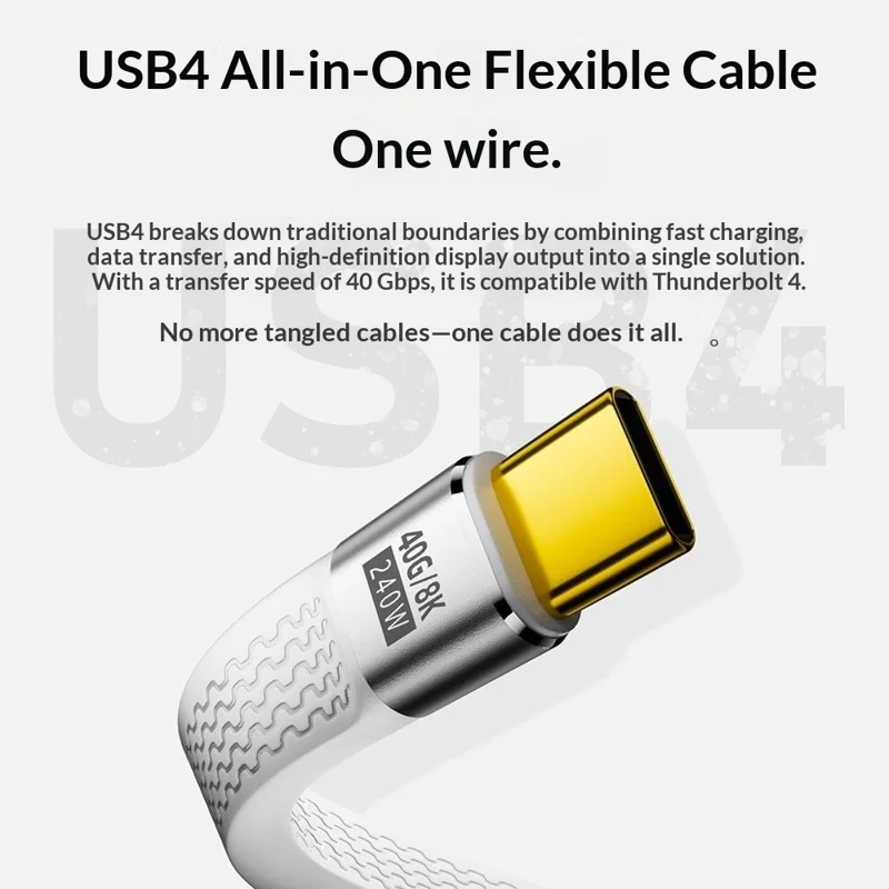 D24013 13.7cm USB4 Cable 240W PD Fast Charging 40Gbps 8K Video Transfer Keychain Design Type-C to Type-C Data Cord for Mac Mini Phone - Black