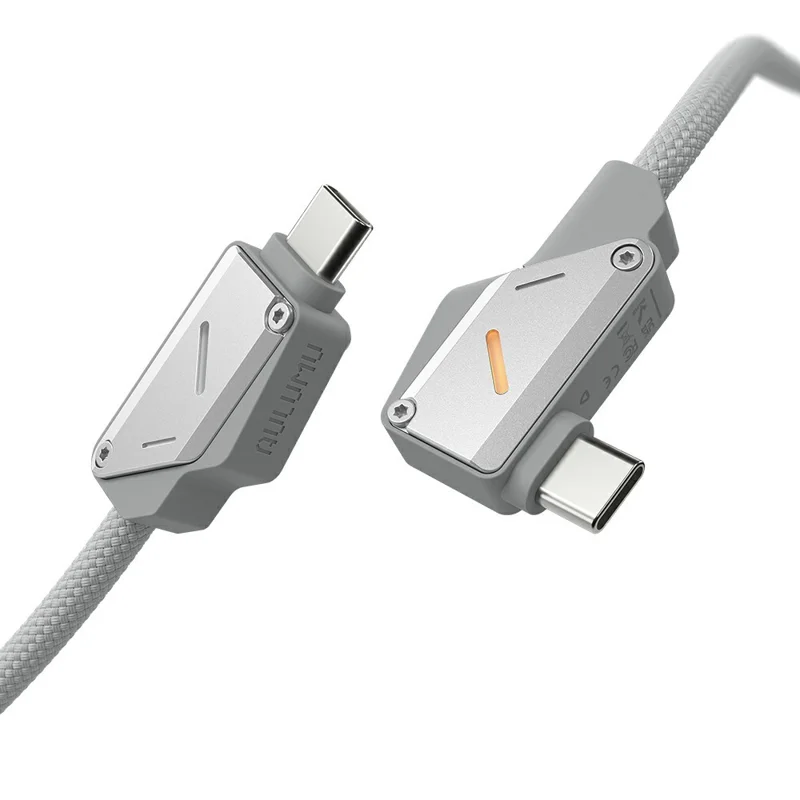 كابل AULUMU M07 بطول 2 متر و240 واط USB-C إلى USB-C، كابل شحن سريع، هيكل من سبائك الألمنيوم - فضي