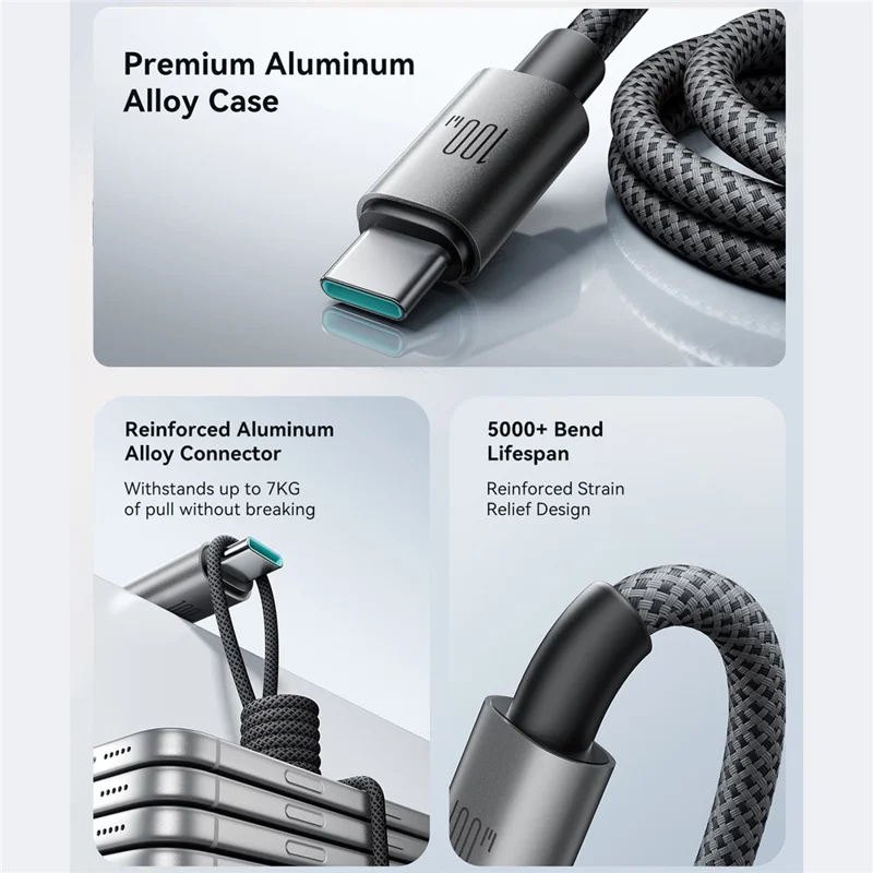 JOYROOM S-A65 1.2m Magnetic Self Winding Cable Type-C to Type-C PD 100W Fast Charging Data Cable - Black