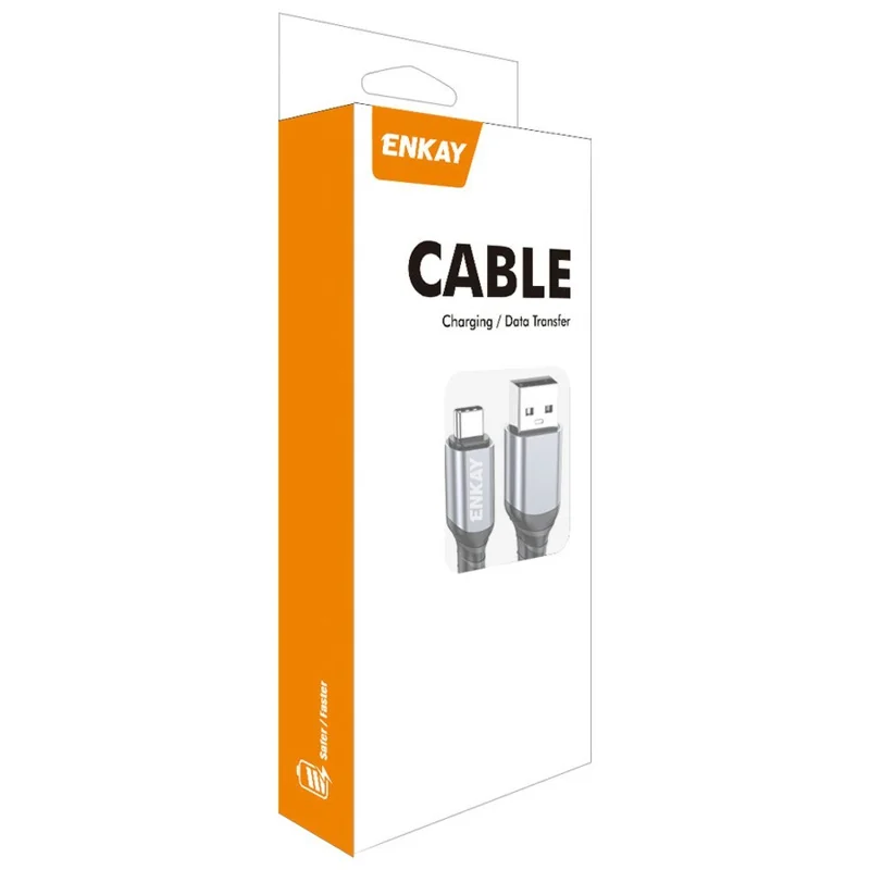 ENKAY 2m USB 3.2 Gen2 USB-A to USB-C Cable 60W Fast Charging 10Gbps High Speed Data Cable - Grey