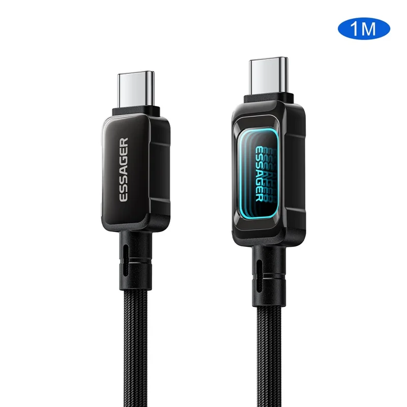 ESSAGER ES-X87 1m Type-C to Type-C Cable 100W Fast Charging Braided Data Cable - Black