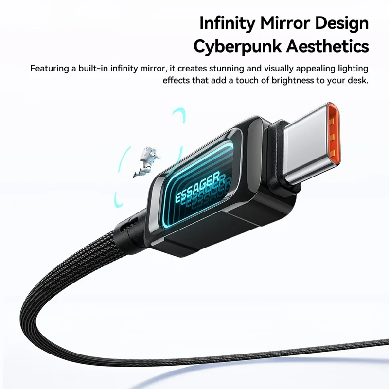 ESSAGER ES-X87 1m Type-C to Type-C Cable 100W Fast Charging Braided Data Cable - Black