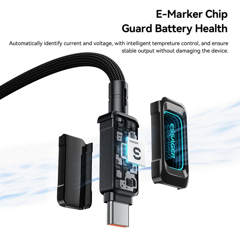 ESSAGER ES-X87 1m Type-C to Type-C Cable 100W Fast Charging Braided Data Cable - Black