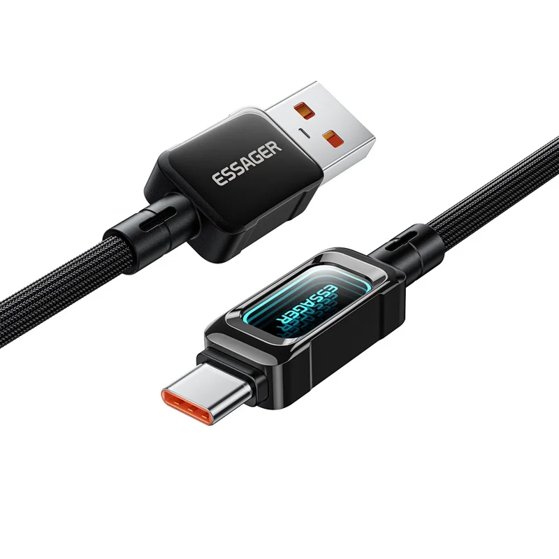 ESSAGER ES-X87 1m USB-A to Type-C Cable 7A Fast Charging 480Mbps Data Transfer Data Cord - Black