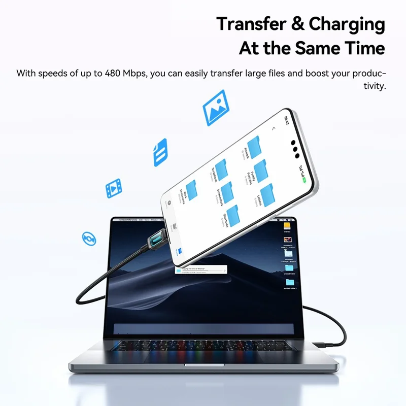 ESSAGER ES-X87 1m USB-A to Type-C Cable 7A Fast Charging 480Mbps Data Transfer Data Cord - Black