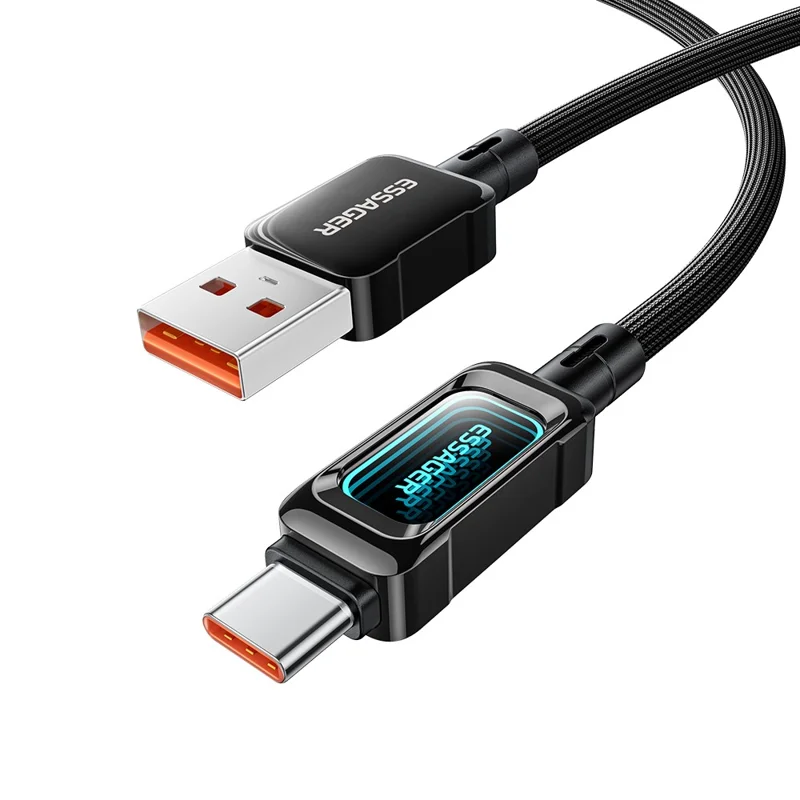 ESSAGER ES-X87 1m USB-A to Type-C Cable 7A Fast Charging 480Mbps Data Transfer Data Cord - Black