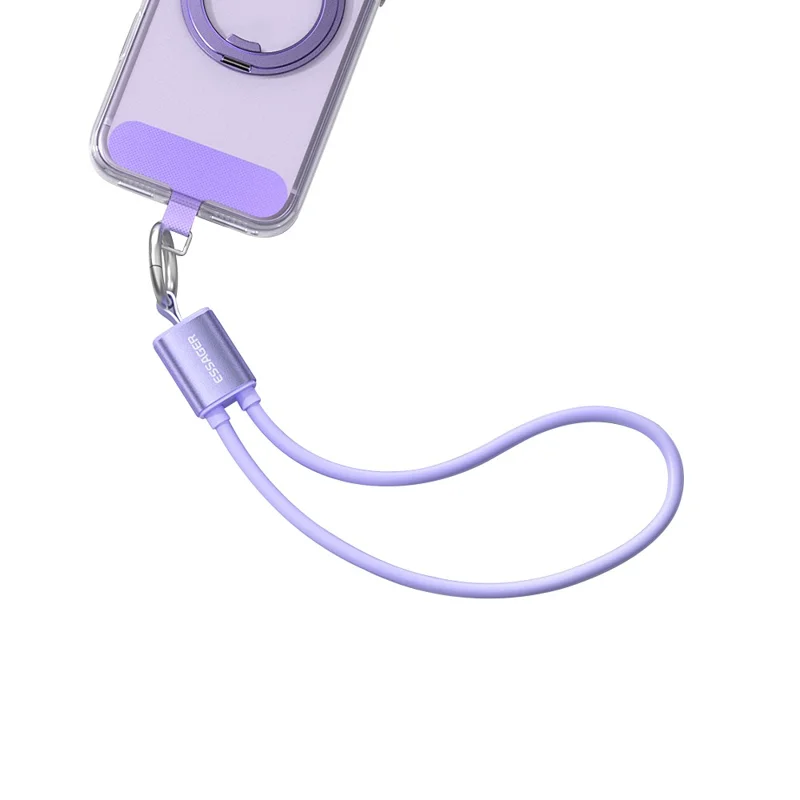ESSAGER ES-X83 Type-C to Type-C 60W Lanyard Cable 2 in 1 Portable Charging Data Cable for Phone - Purple