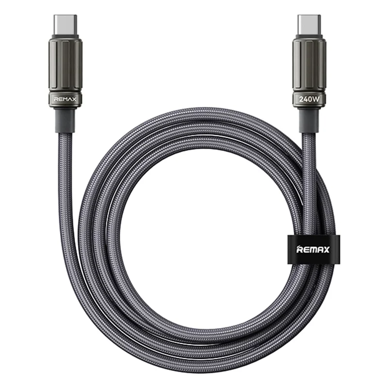 REMAX CB59 Armor 1.2m 240W Zinc Alloy Braided USB-C to USB-C Cable for MacBook Laptop Tablet - Black