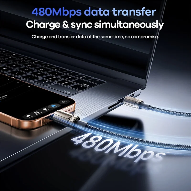 REMAX CB59 Armor 1.2m 240W Zinc Alloy Braided USB-C to USB-C Cable for MacBook Laptop Tablet - Black