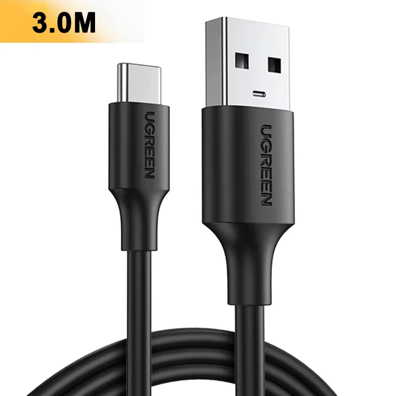 UGREEN US287 3m USB-A to USB-C 3A Fast Charging 480Mbps Data Cable - Black