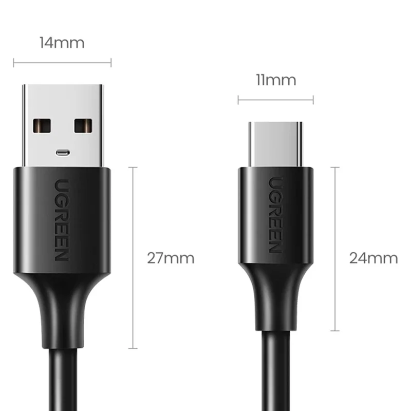 UGREEN US287 3m USB-A to USB-C 3A Fast Charging 480Mbps Data Cable - Black