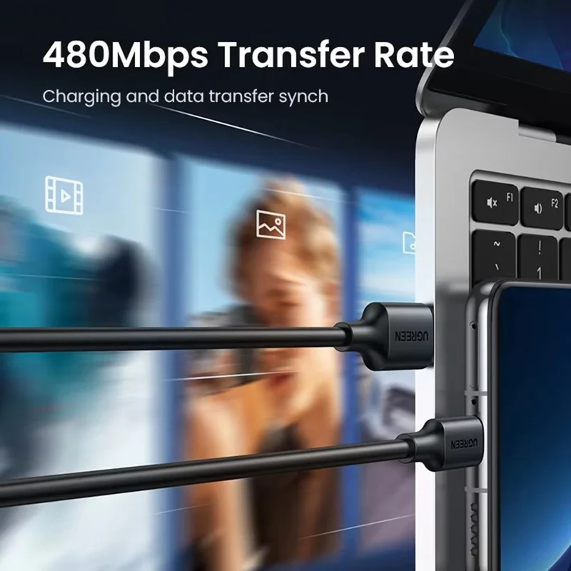 UGREEN US287 3m USB-A to USB-C 3A Fast Charging 480Mbps Data Cable - Black