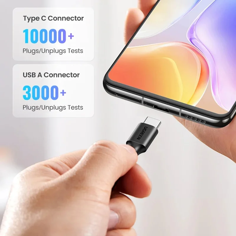 UGREEN US287 3m USB-A to USB-C 3A Fast Charging 480Mbps Data Cable - Black