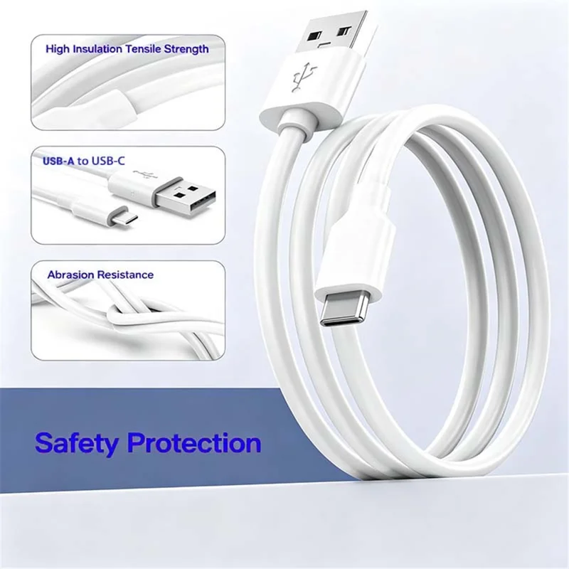 D-POWER F6002 1 м кабель данных USB-A — USB-C, зарядный кабель 2A для смартфона, планшета — белый