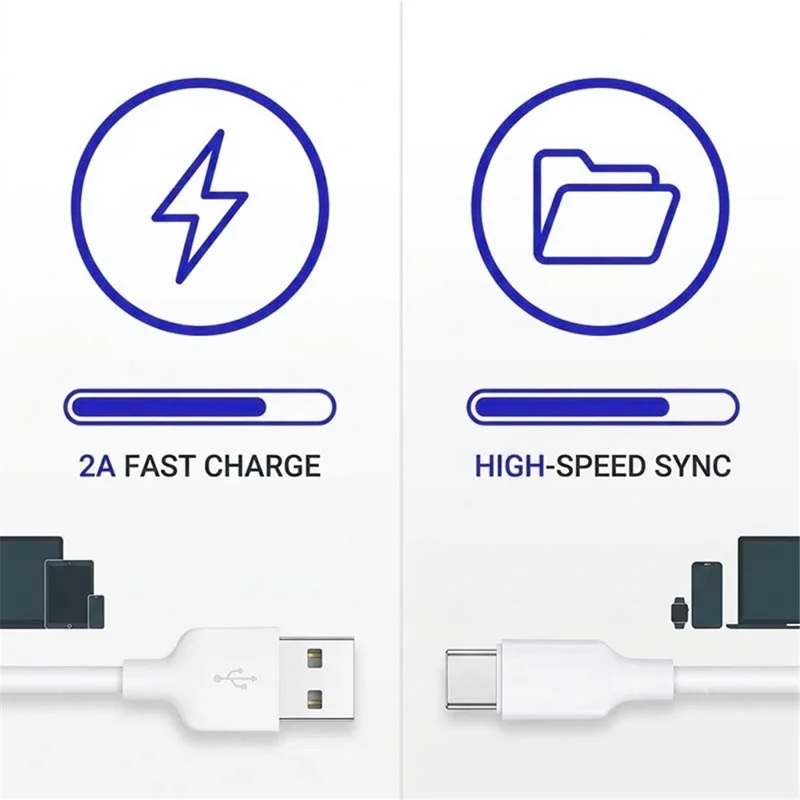 D-POWER F6002 1 м кабель данных USB-A — USB-C, зарядный кабель 2A для смартфона, планшета — белый