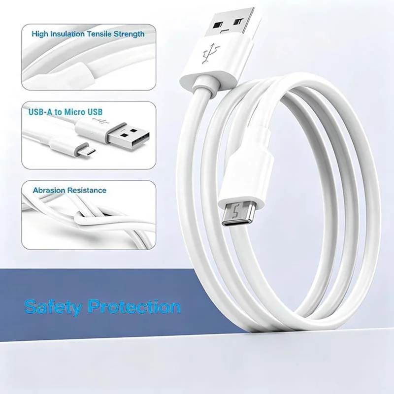 D-POWER 6001 1m USB-A to Micro USB 2A Charging TPE Data Cable for Mobile Phone - White