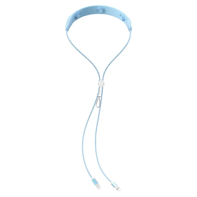 1.45m 3-Mode Massage Type-C to Type-C Cable Neck Hanging PD 100W Fast Charging Cable - Blue