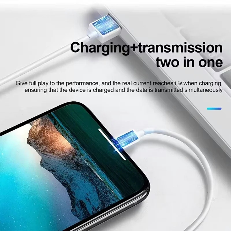 3m USB 2.0 to Type-C Data Transfer Cable 2A Charging Wire for iPhone / Samsung / Xiaomi - White