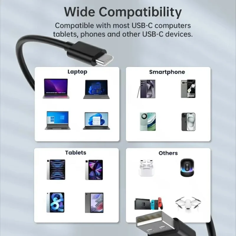 2m USB 2.0 to Type-C Data Transfer Cable 2A Charging Wire for iPhone / Samsung / Xiaomi - Black