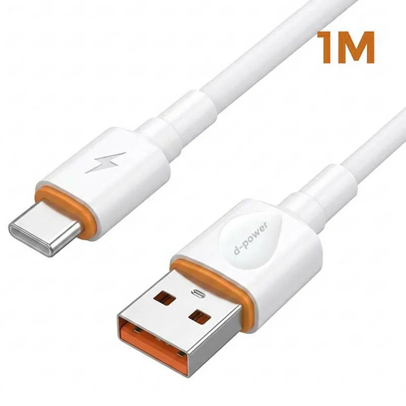 D-POWER 6005 1m 3A Fast Charging Cable USB to Type-C TPE Data Sync Wire - White