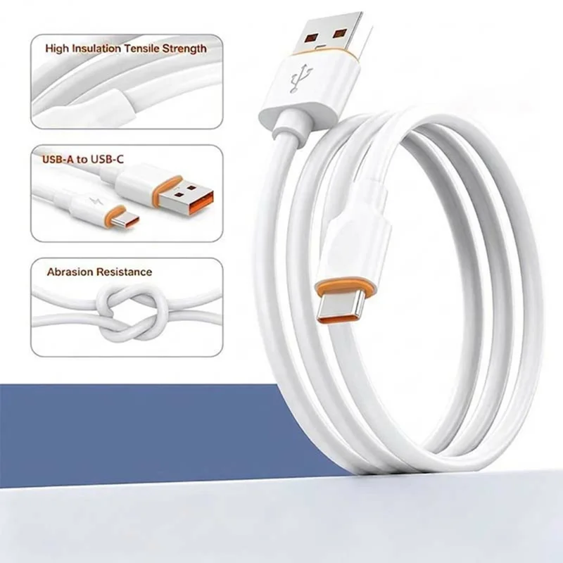 D-POWER 6005 1m 3A Fast Charging Cable USB to Type-C TPE Data Sync Wire - White
