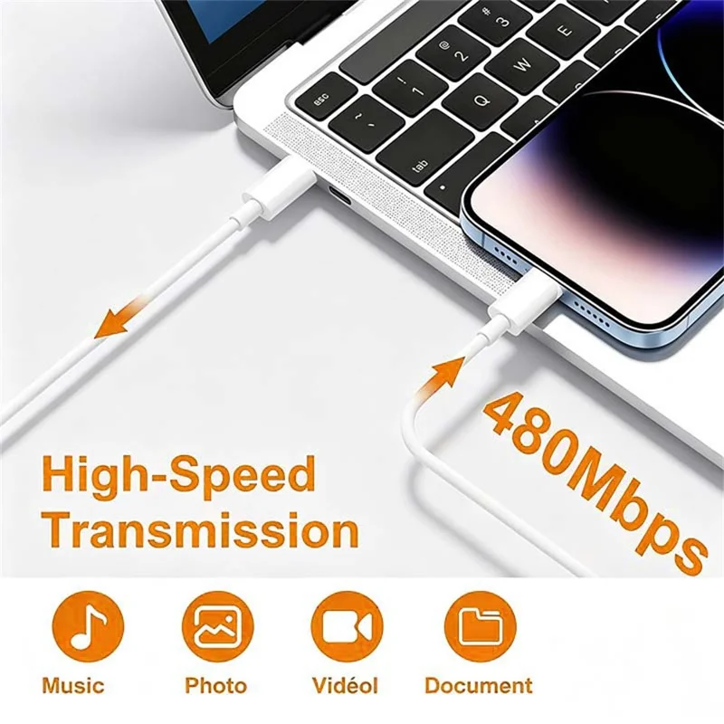 D-POWER 9000 1m 3A Fast Charging TPE Cable Type-C to Type-C High Speed Data Sync - White