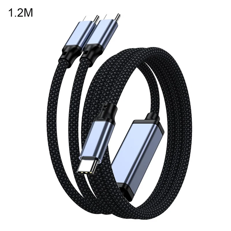 PQ198 1.2m USB-C to Dual USB-C Splitter Cable 100W Fast Charging 480Mbps Data Transfer