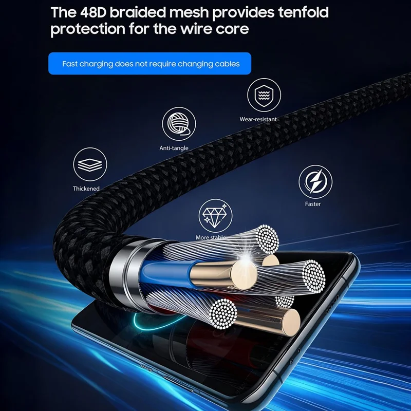 PQ198 1.2m USB-C to Dual USB-C Splitter Cable 100W Fast Charging 480Mbps Data Transfer